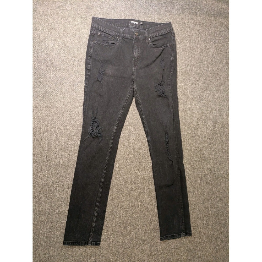 RSQ Jeans Men's 38 x 32 Black Slim Distressed Mid Rise Dark Wash‎ Denim Pants